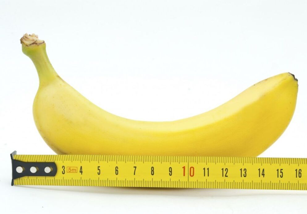 Mide o tamaño do pene usando o exemplo dun plátano